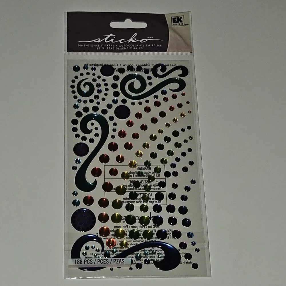 NEW Dimensional Stickers Lot Red Roses Rhinestones Rainbow Dots Scrapbooking